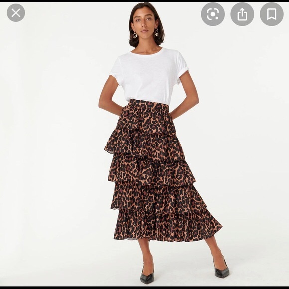 NWT J-Crew Ruffle maxi skirt in leopard - size 8 - Picture 2 of 9